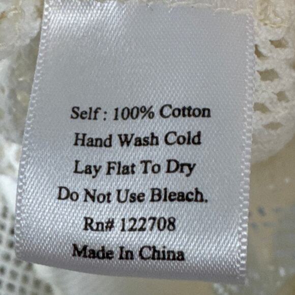 Johnny Was Pete & Greta Mesh Pullover Top Drawstring Collar Ivory SZ S Versatile - Picture 10 of 10